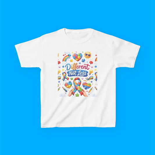 "Different Not Less" — Rainbow Graphic Kids Tee