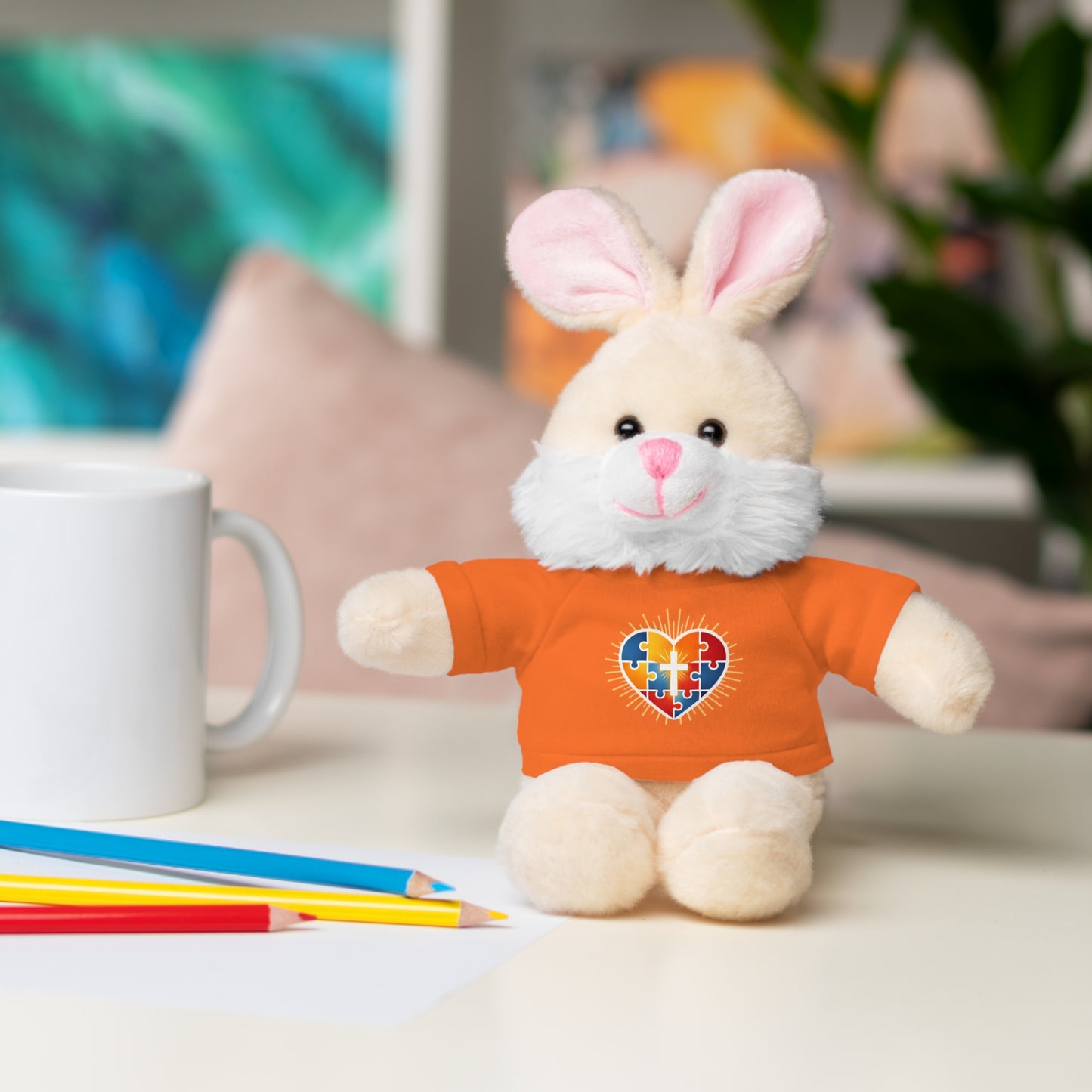 "Autism Puzzle Heart" — Teddy Plush Bear with Tee