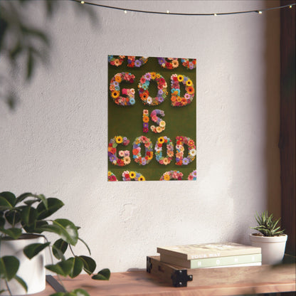"God Is Good" Floral Poster — Motivational Wall Art for Office & Home