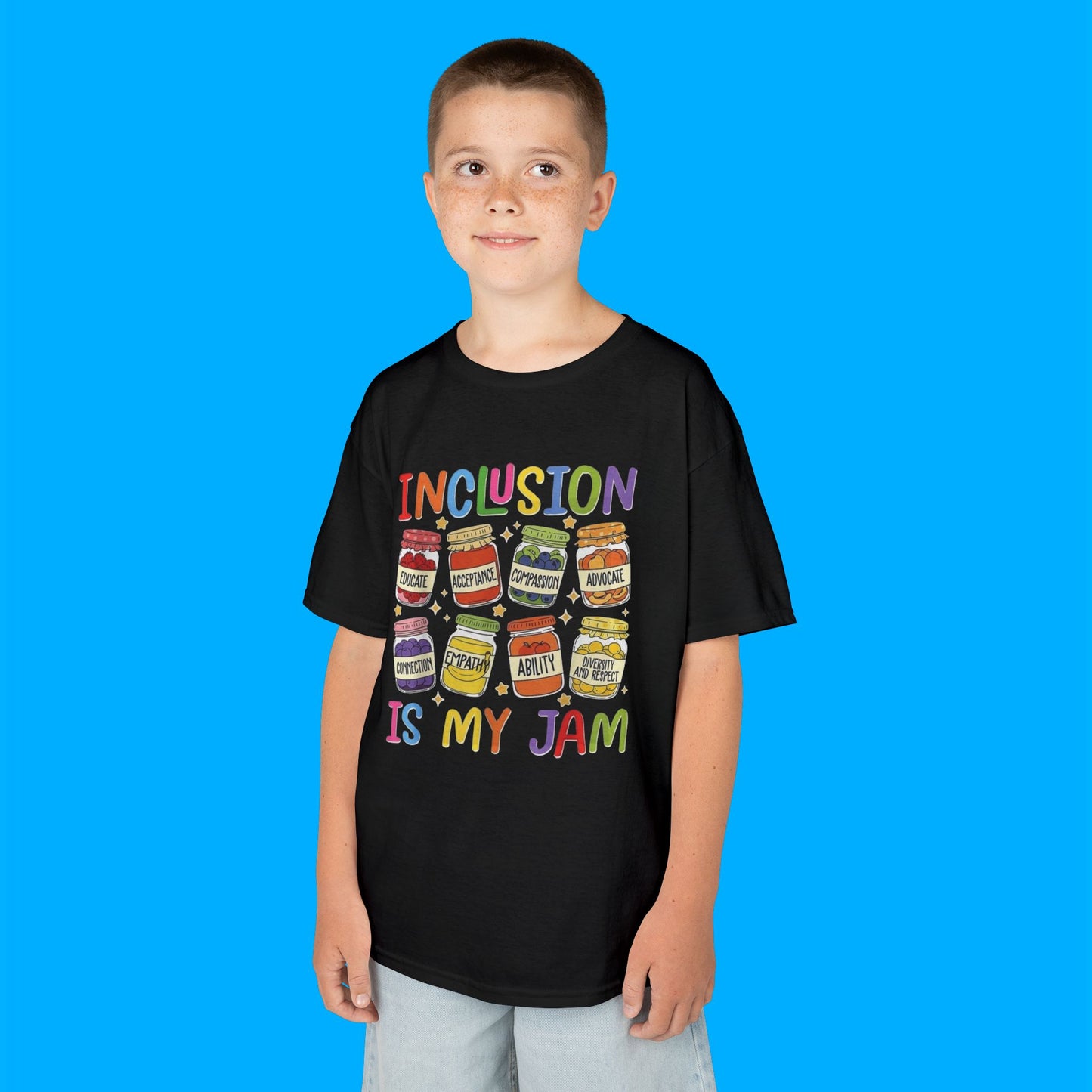 "Inclusion Is My Jam" — Rainbow Graphic Kids Tee