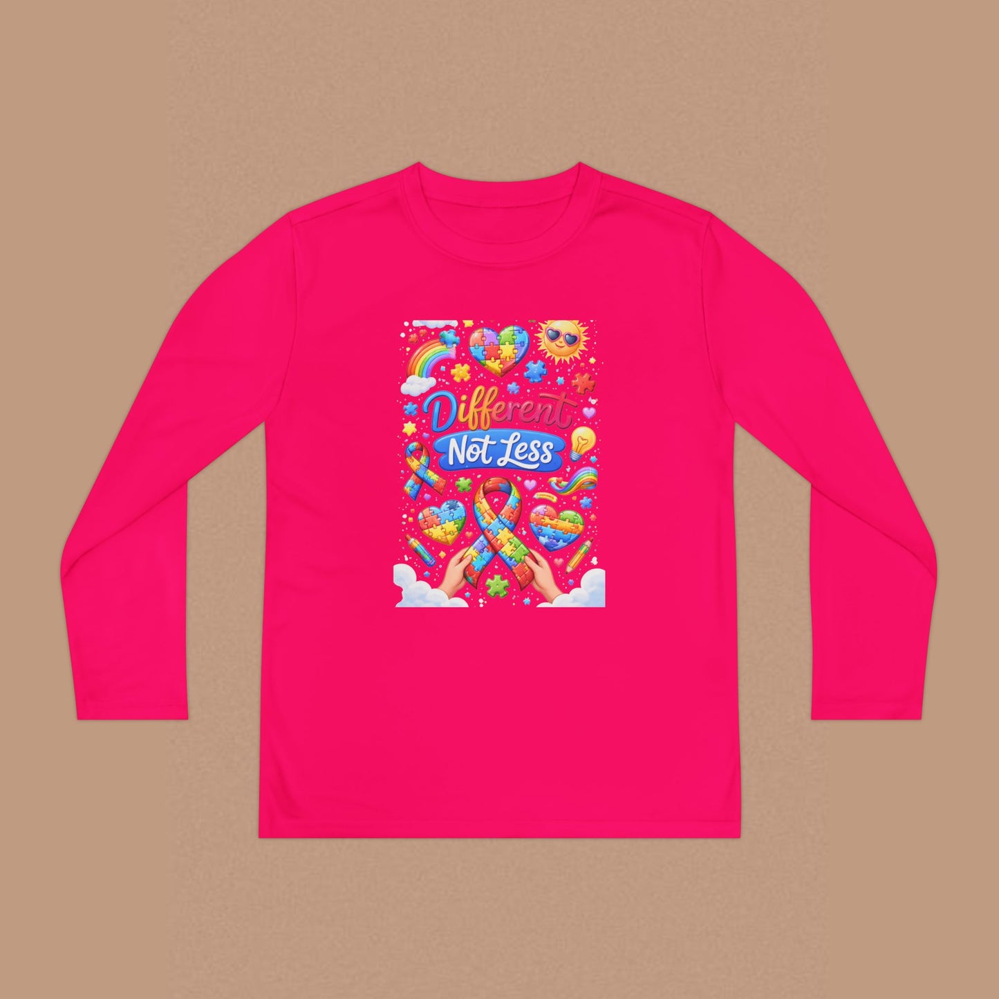 "Different Not Less" — Autism Awareness Youth Long Sleeve