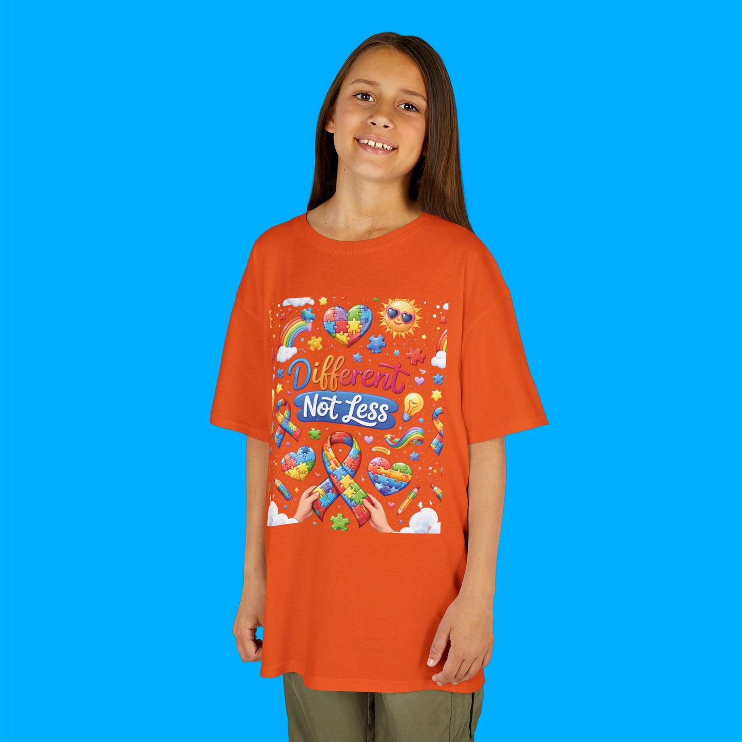 "Different Not Less" — Rainbow Graphic Kids Tee