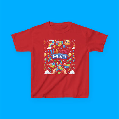 "Different Not Less" — Rainbow Graphic Kids Tee