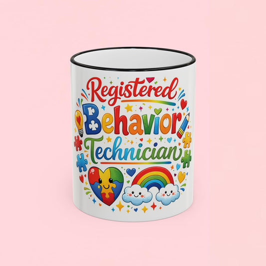 "Registered Behavior Technician" — Colorful Autism Appreciation Ceramic Mug