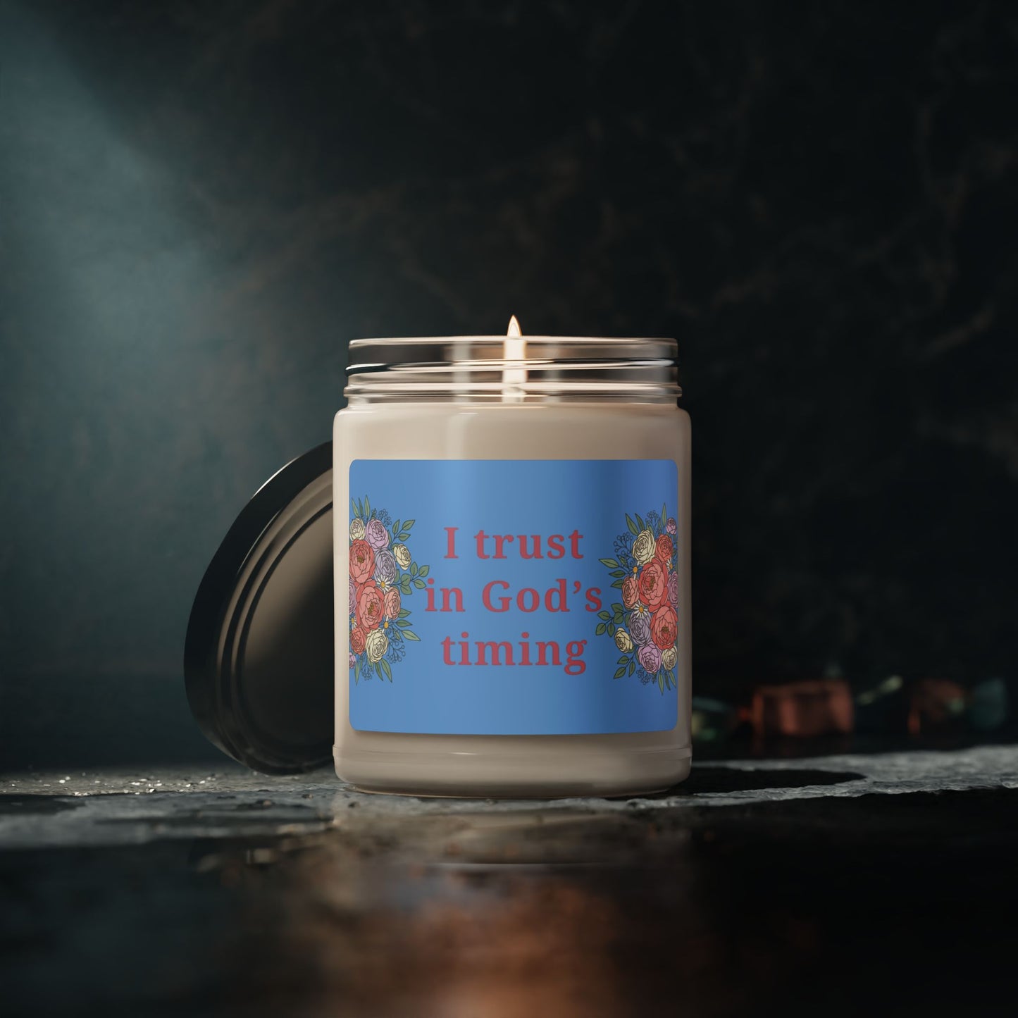 "I Trust in God's Timing" — Inspirational 9oz Scented Soy Candle