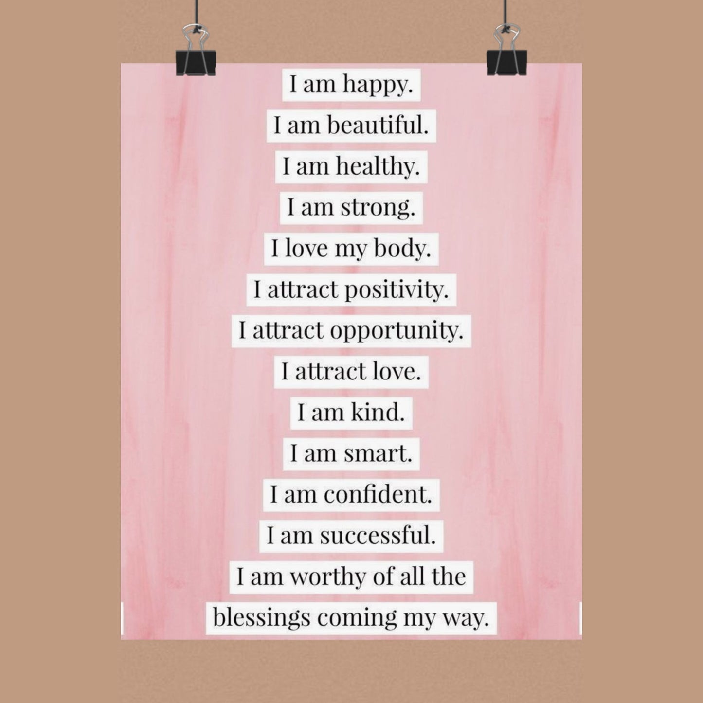 "I Am" Positive Affirmation Matte Poster — Motivational Wall Art for Office & Home