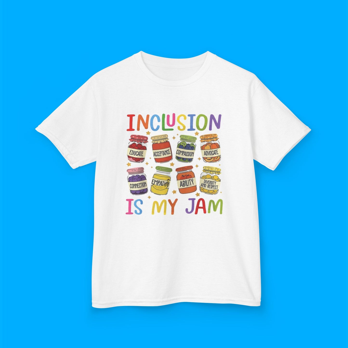 "Inclusion Is My Jam" — Rainbow Graphic Kids Tee