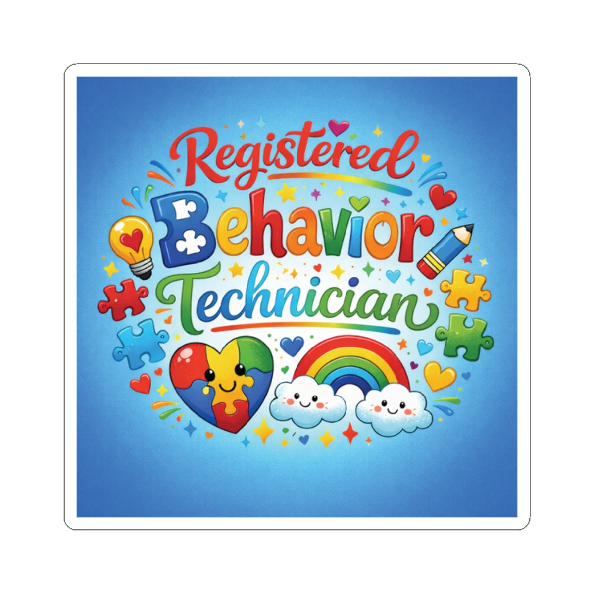 "Registered Behavior Technician" — Colorful Kiss-Cut Sticker