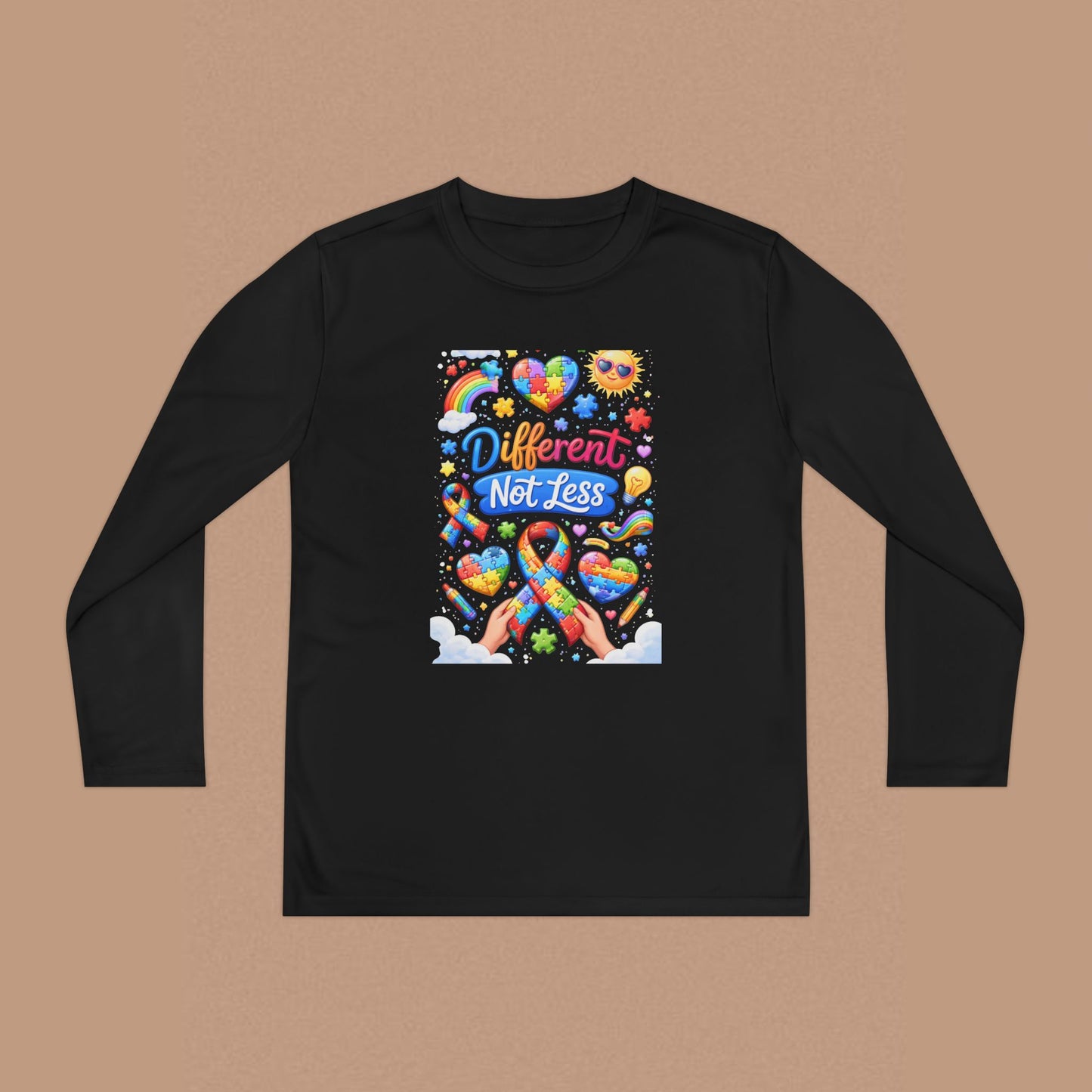 "Different Not Less" — Autism Awareness Youth Long Sleeve