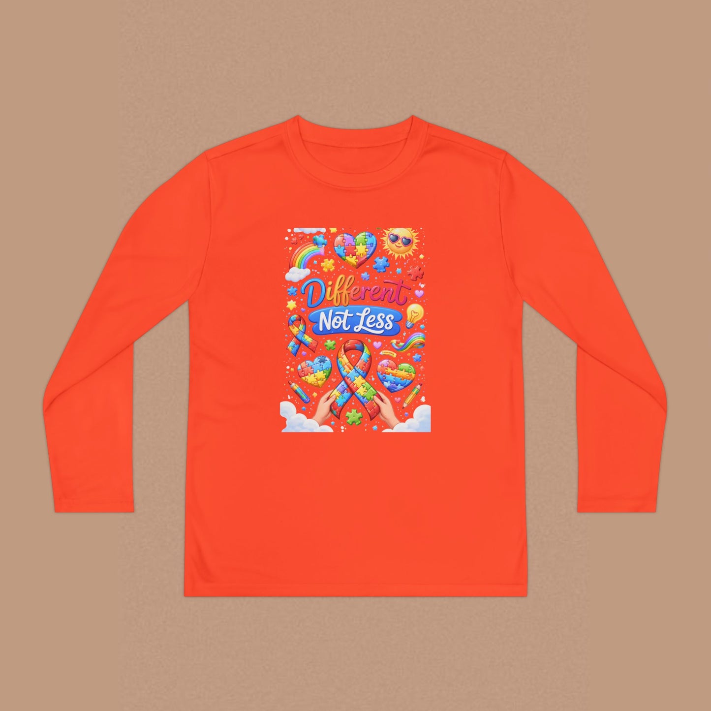 "Different Not Less" — Autism Awareness Youth Long Sleeve
