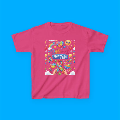 "Different Not Less" — Rainbow Graphic Kids Tee