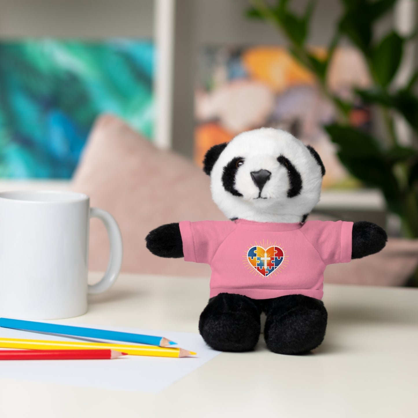 "Autism Puzzle Heart" — Teddy Plush Bear with Tee