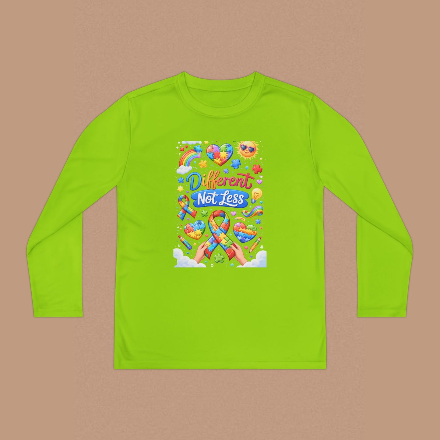 "Different Not Less" — Autism Awareness Youth Long Sleeve