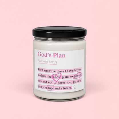 "God's Plan Jeremiah 29:11" — Inspirational 9oz Scented Soy Candle