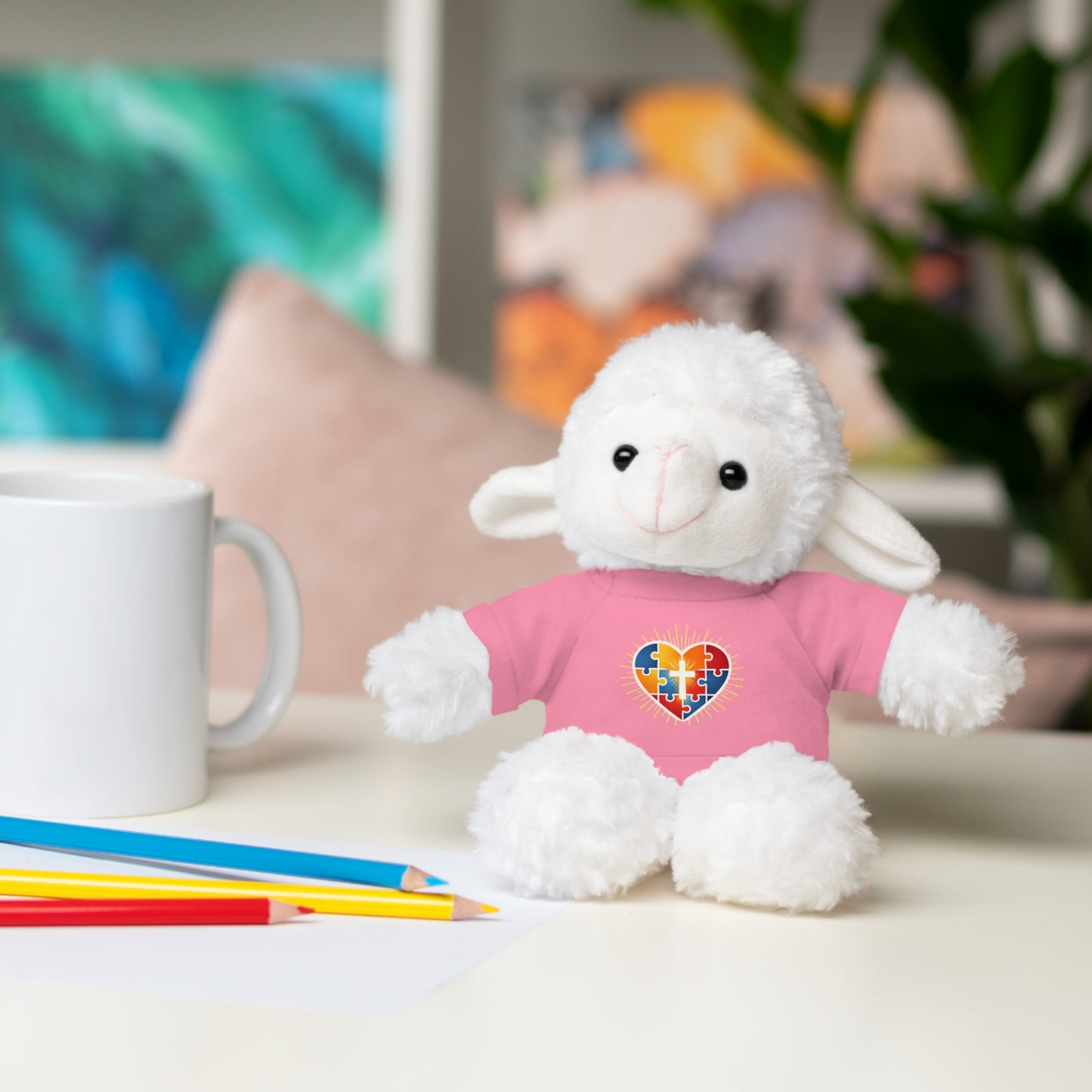 "Autism Puzzle Heart" — Teddy Plush Bear with Tee