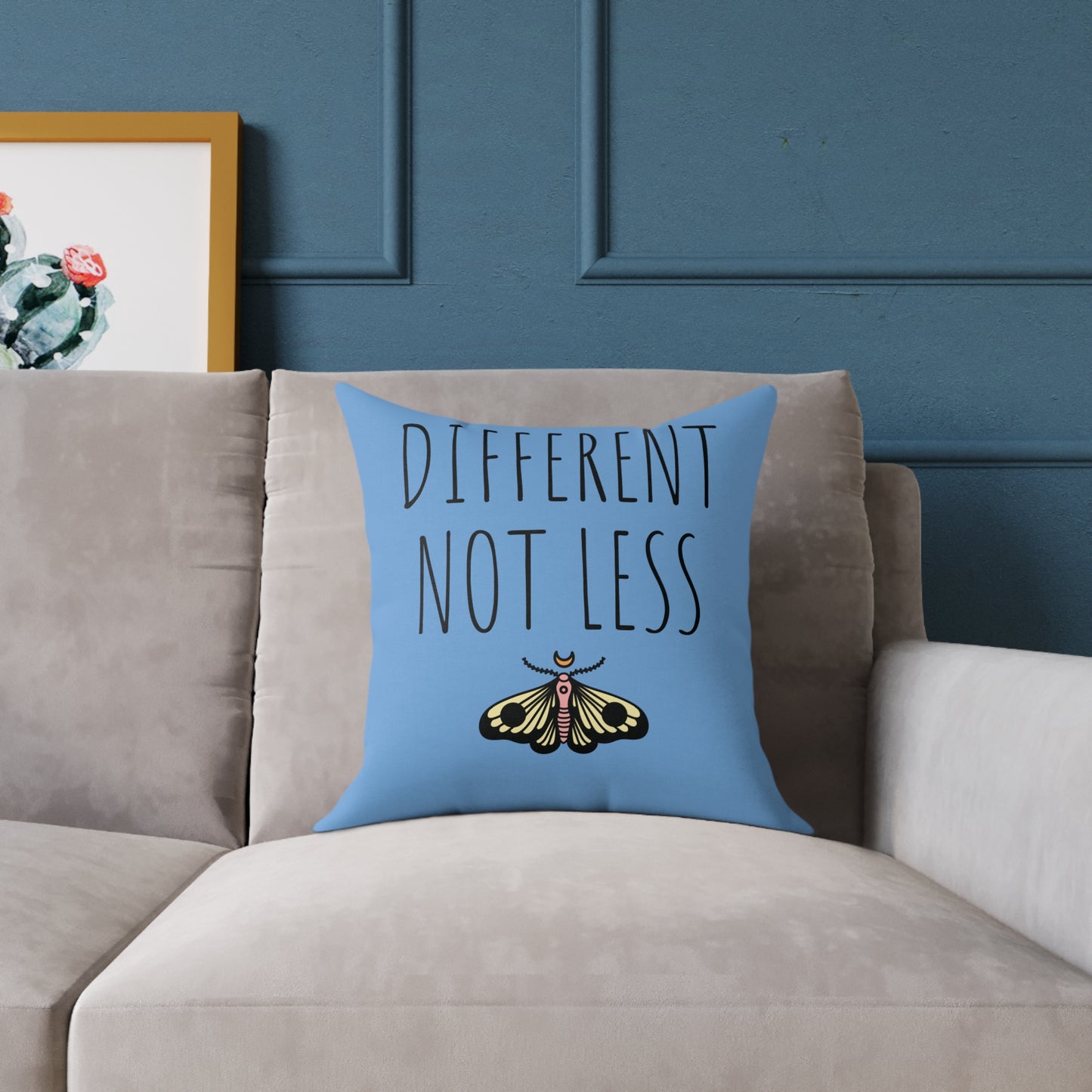"Different Not Less" Square Poly Canvas Pillow