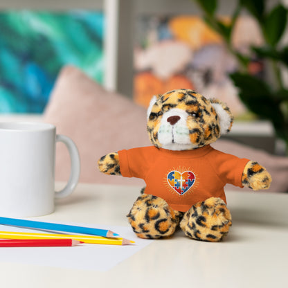 "Autism Puzzle Heart" — Teddy Plush Bear with Tee