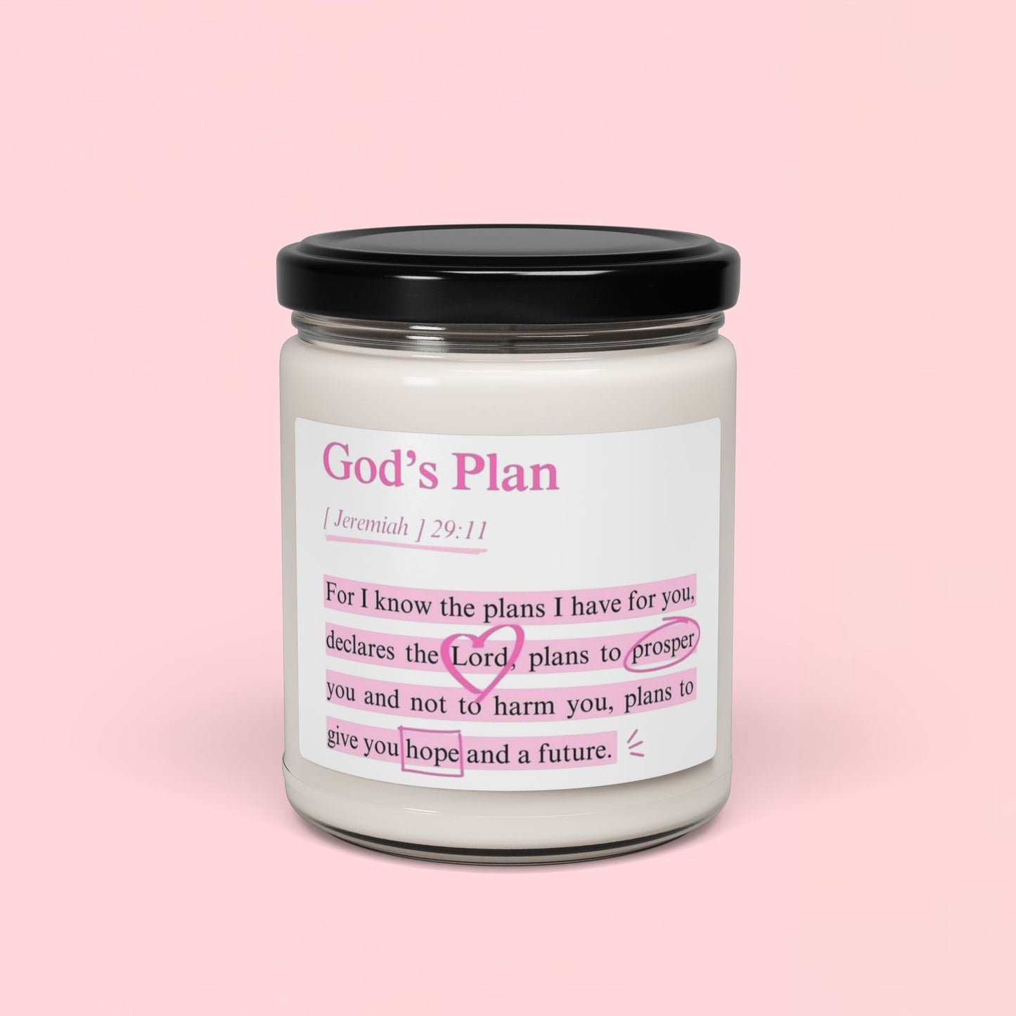 "God's Plan Jeremiah 29:11" — Inspirational 9oz Scented Soy Candle