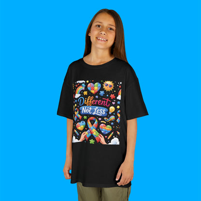 "Different Not Less" — Rainbow Graphic Kids Tee