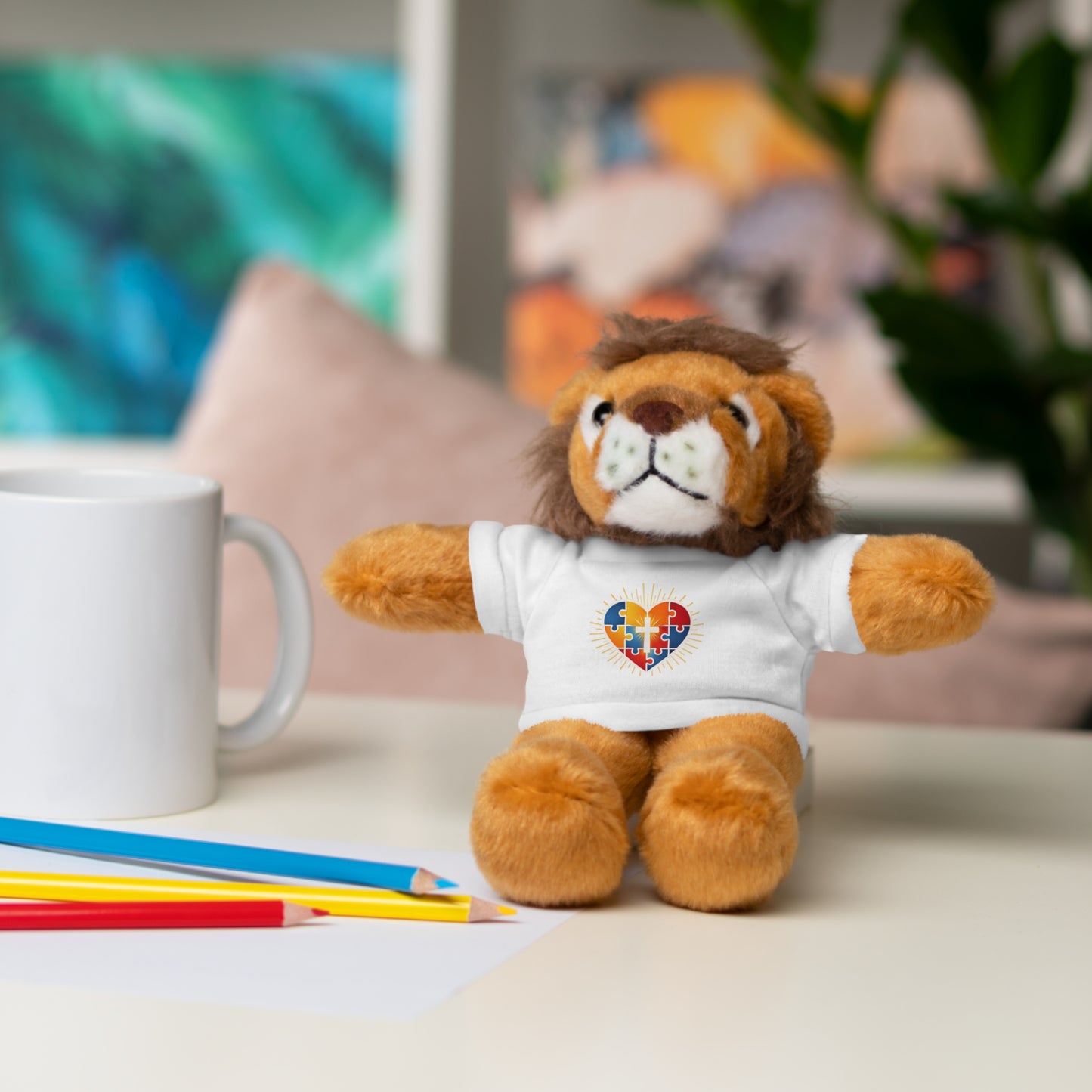 "Autism Puzzle Heart" — Teddy Plush Bear with Tee