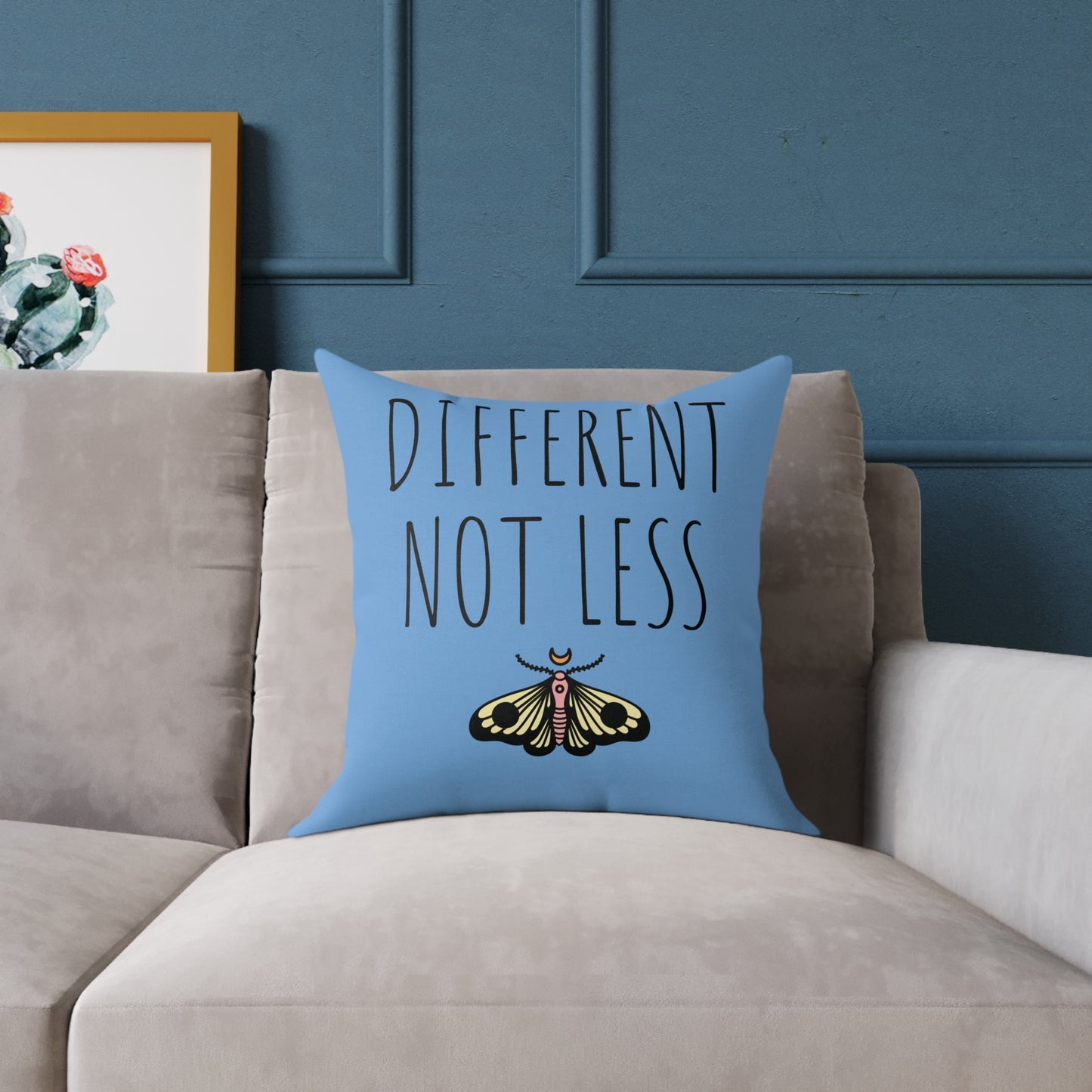 "Different Not Less" Square Poly Canvas Pillow
