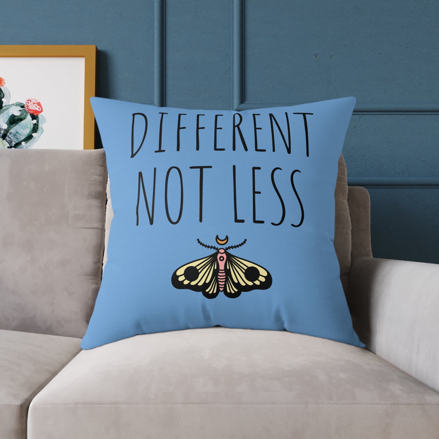"Different Not Less" Square Poly Canvas Pillow