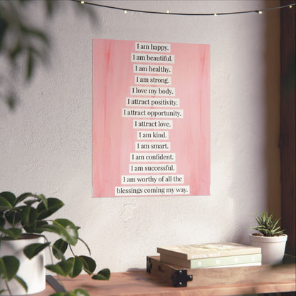 "I Am" Positive Affirmation Matte Poster — Motivational Wall Art for Office & Home