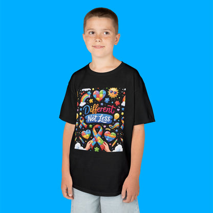 "Different Not Less" — Rainbow Graphic Kids Tee