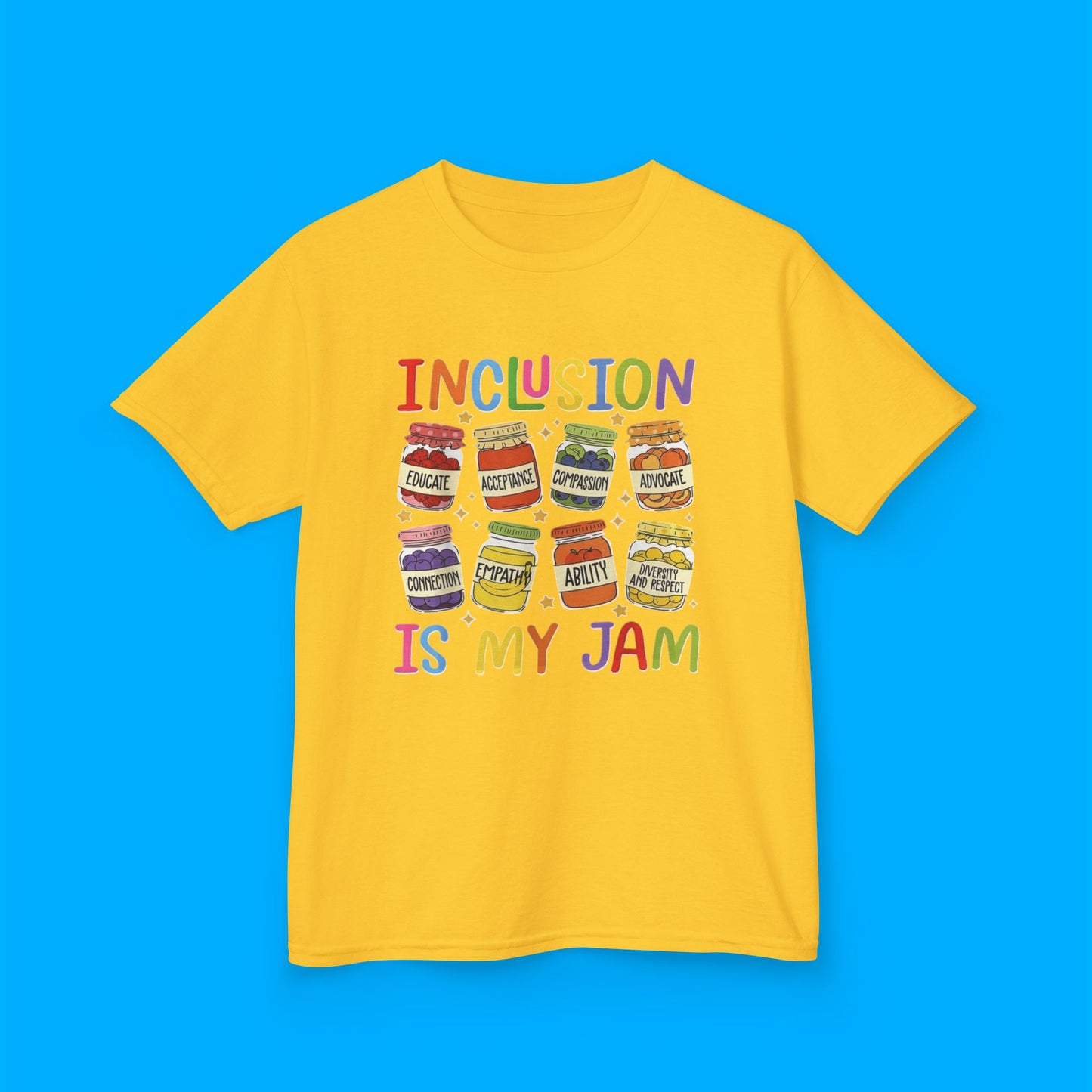 "Inclusion Is My Jam" — Rainbow Graphic Kids Tee