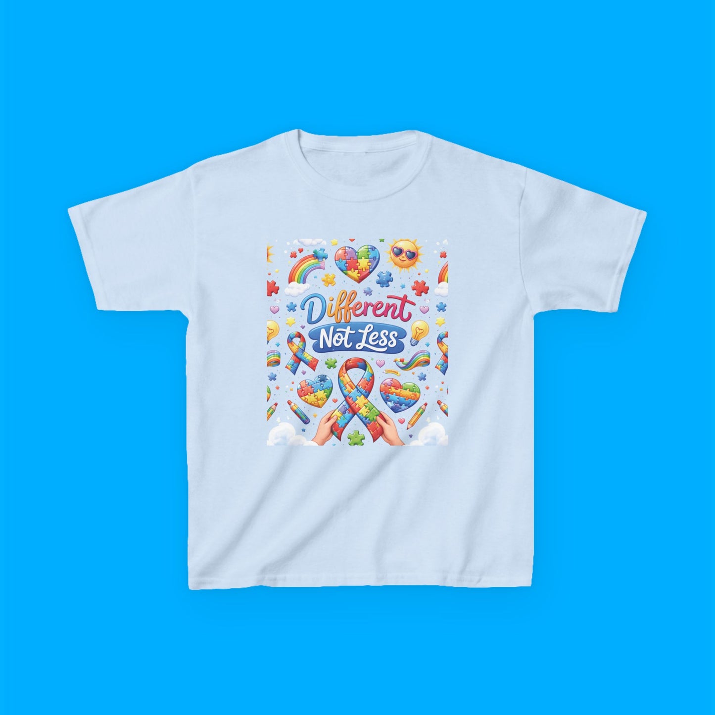 "Different Not Less" — Rainbow Graphic Kids Tee