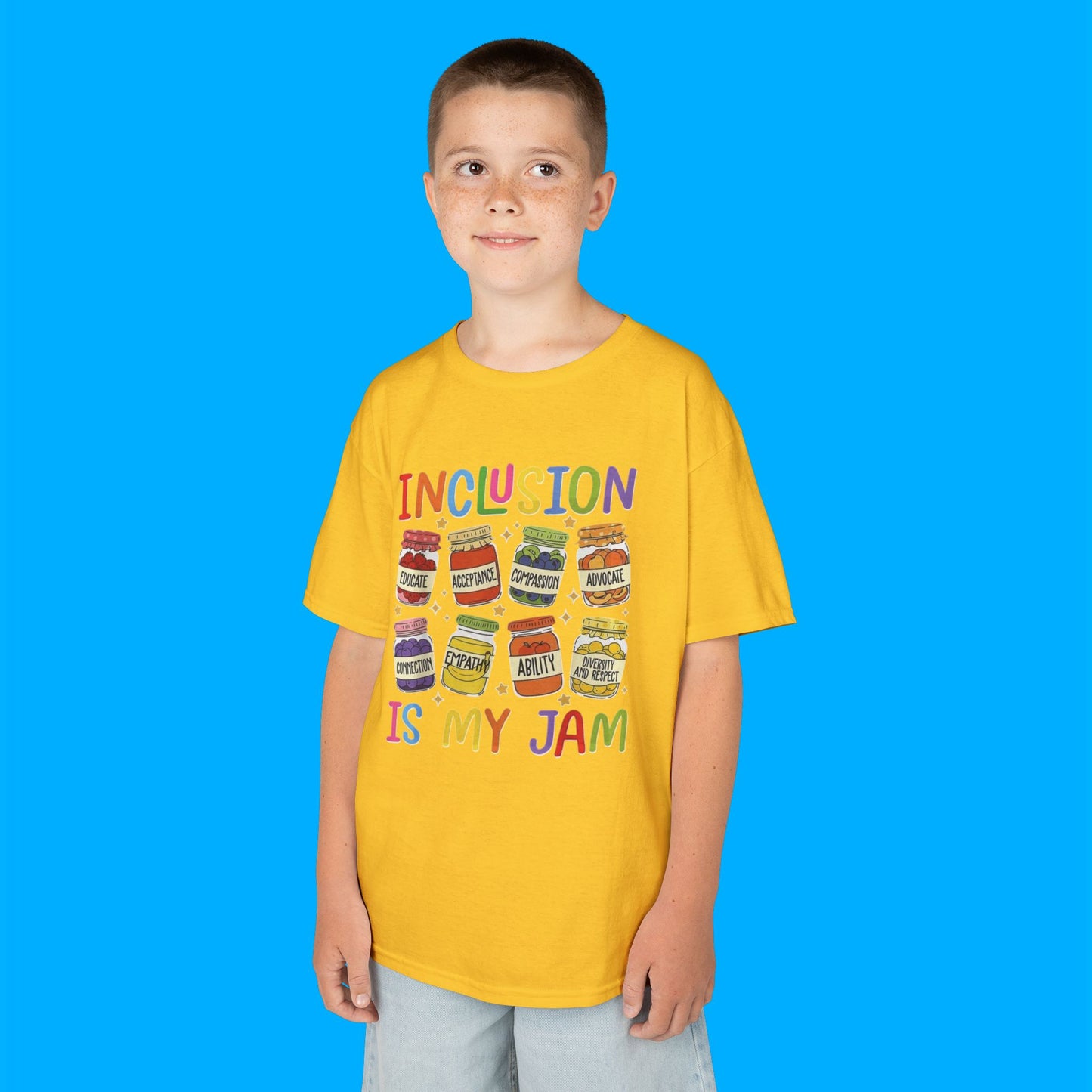 "Inclusion Is My Jam" — Rainbow Graphic Kids Tee