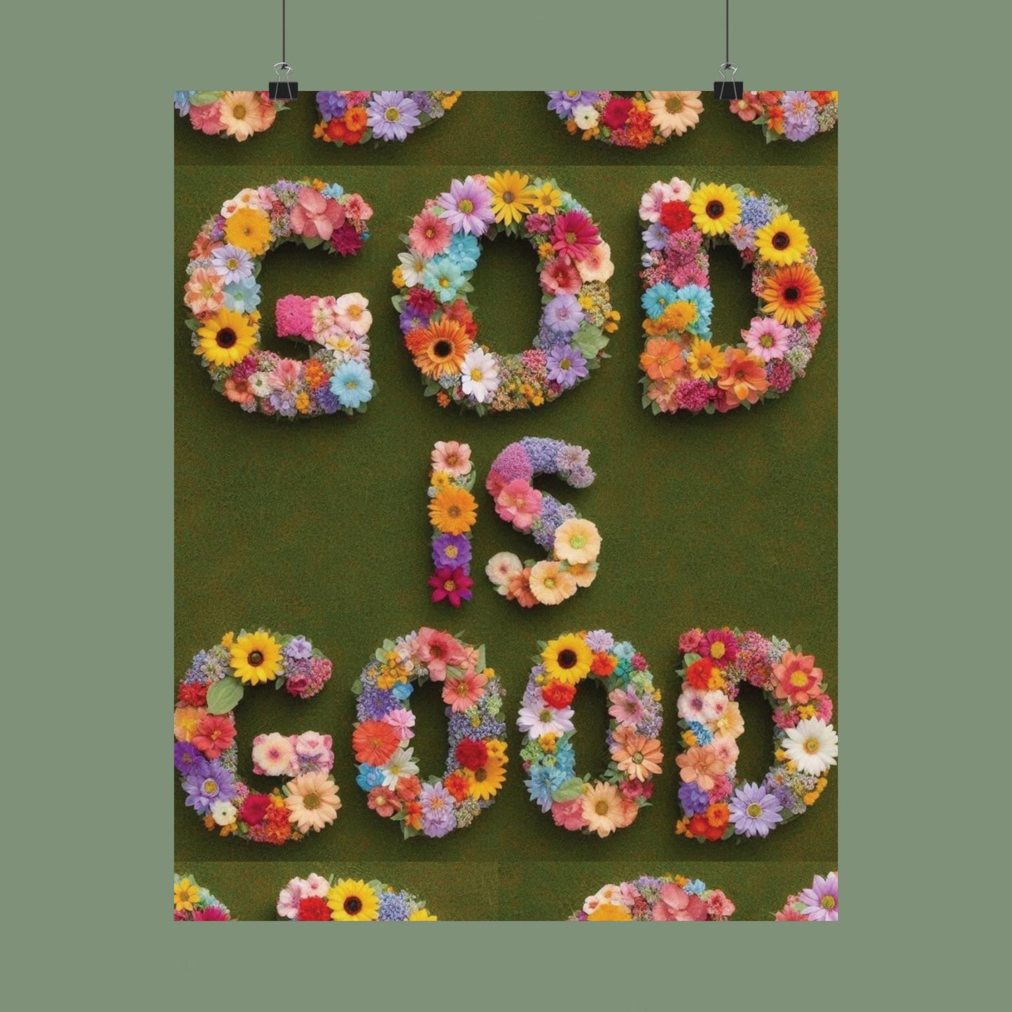 "God Is Good" Floral Poster — Motivational Wall Art for Office & Home