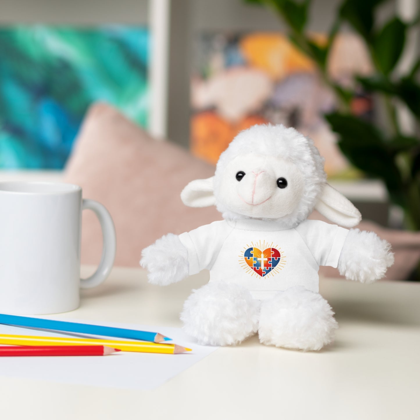 "Autism Puzzle Heart" — Teddy Plush Bear with Tee