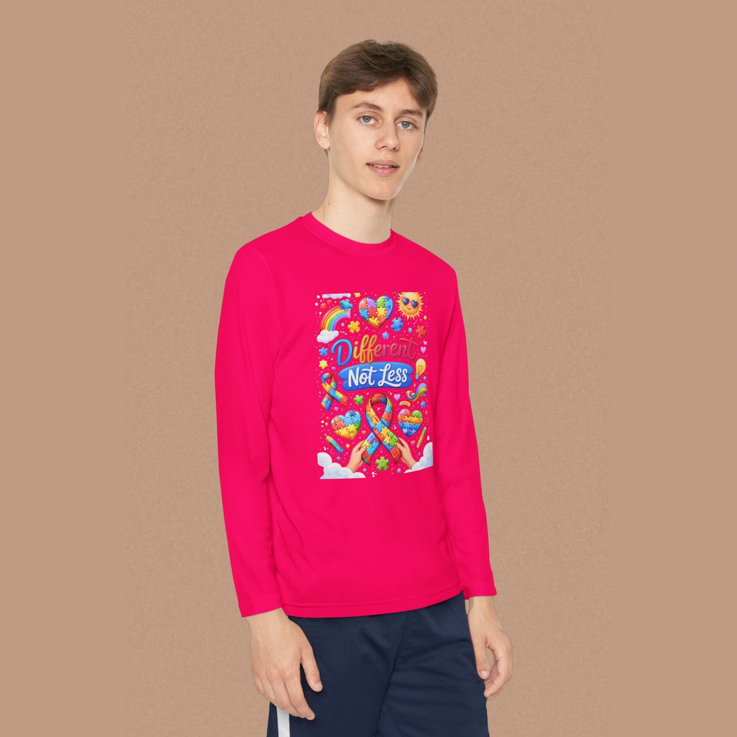 "Different Not Less" — Autism Awareness Youth Long Sleeve