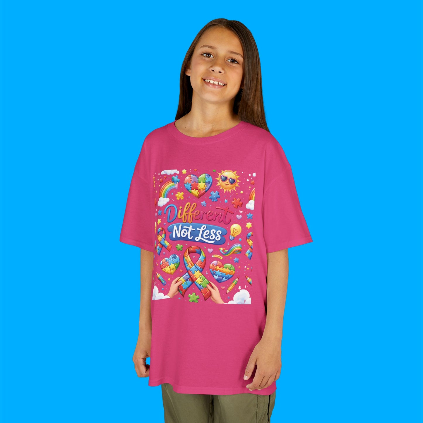 "Different Not Less" — Rainbow Graphic Kids Tee