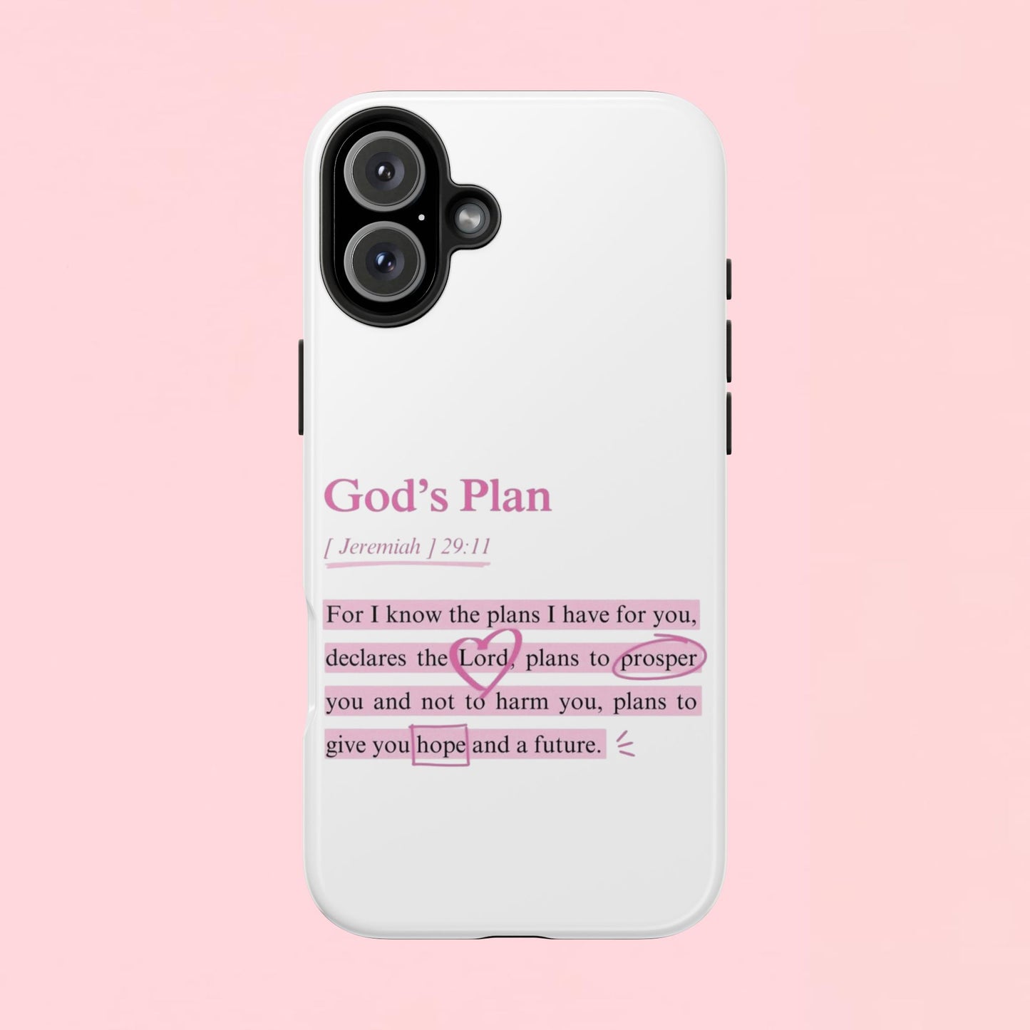 "God's Plan Jeremiah 29:11" — Inspirational Tough Phone Case