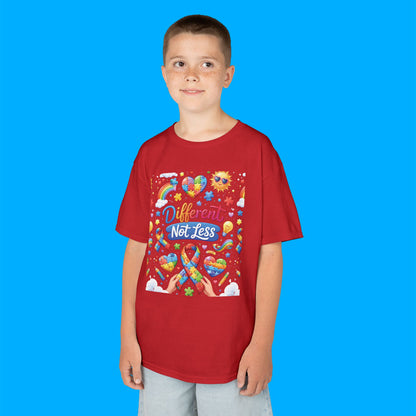 "Different Not Less" — Rainbow Graphic Kids Tee