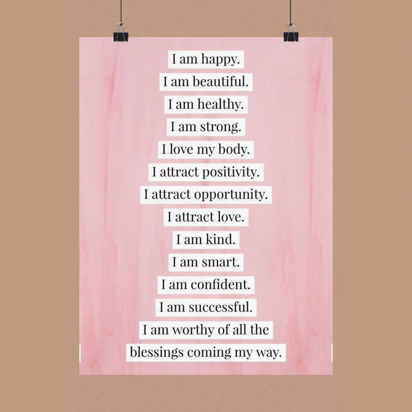 "I Am" Positive Affirmation Matte Poster — Motivational Wall Art for Office & Home