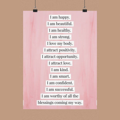 "I Am" Positive Affirmation Matte Poster — Motivational Wall Art for Office & Home