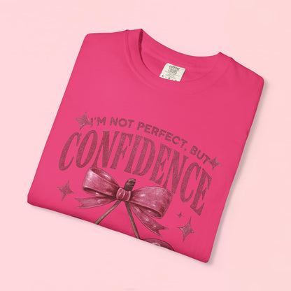 "I'm Not Perfect, But My Confidence Looks Cute on Me" Cherry Graphic T-Shirt