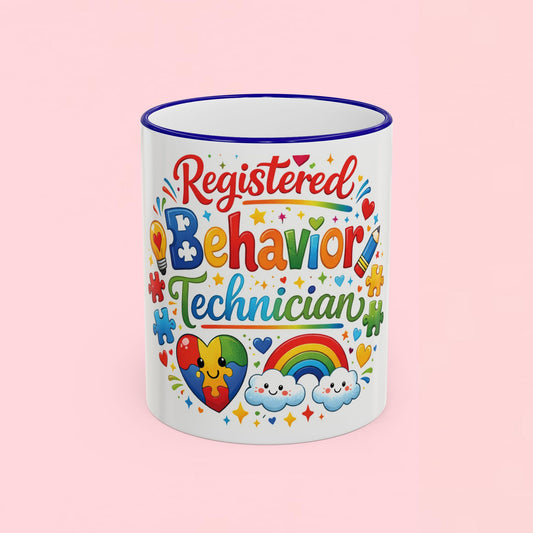 "Registered Behavior Technician" — Colorful Autism Appreciation Ceramic Mug