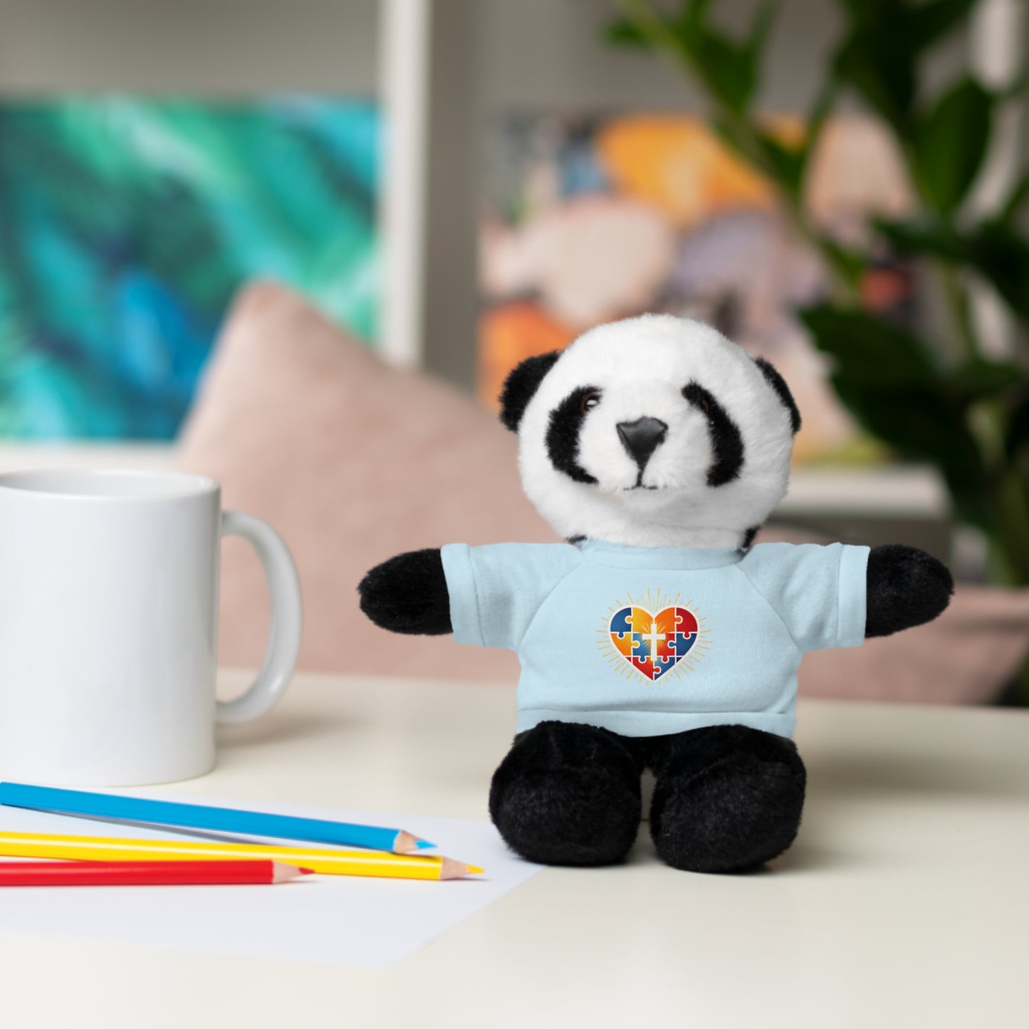 "Autism Puzzle Heart" — Teddy Plush Bear with Tee