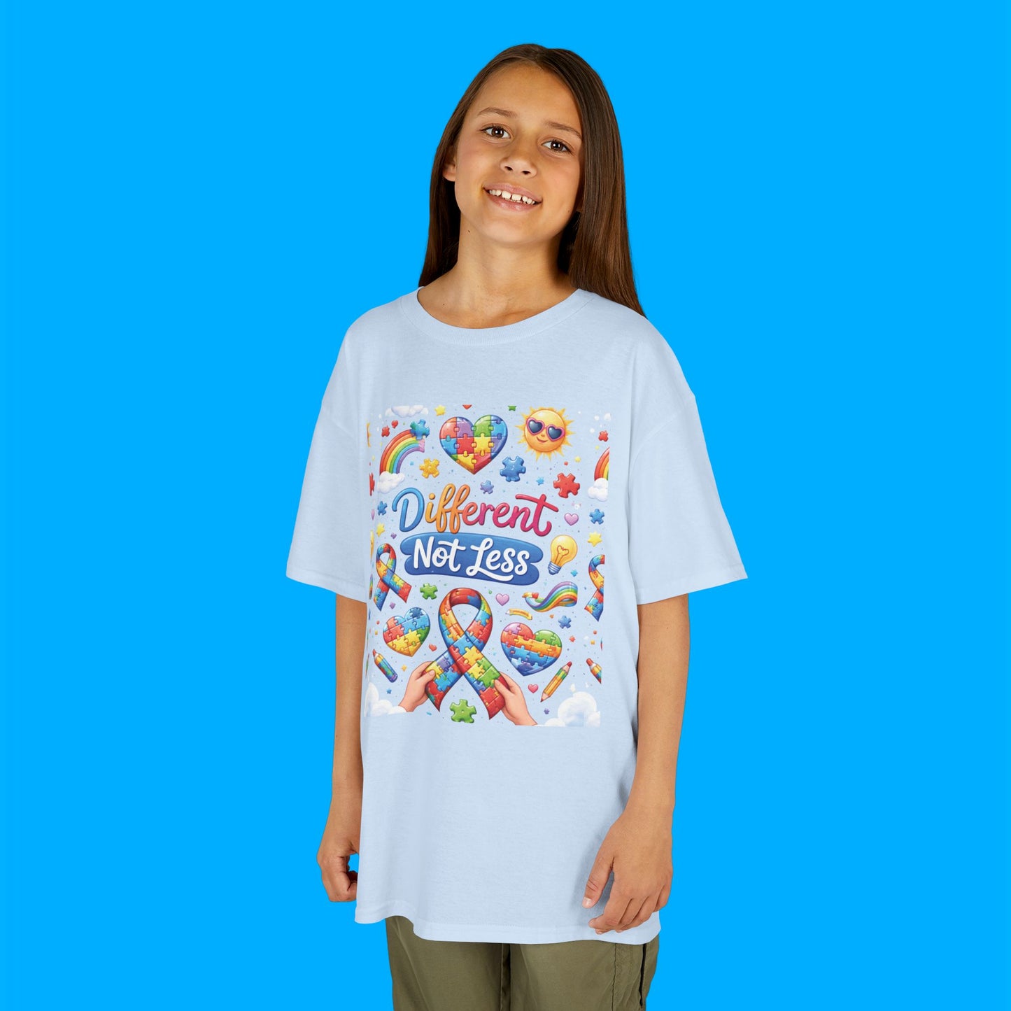 "Different Not Less" — Rainbow Graphic Kids Tee