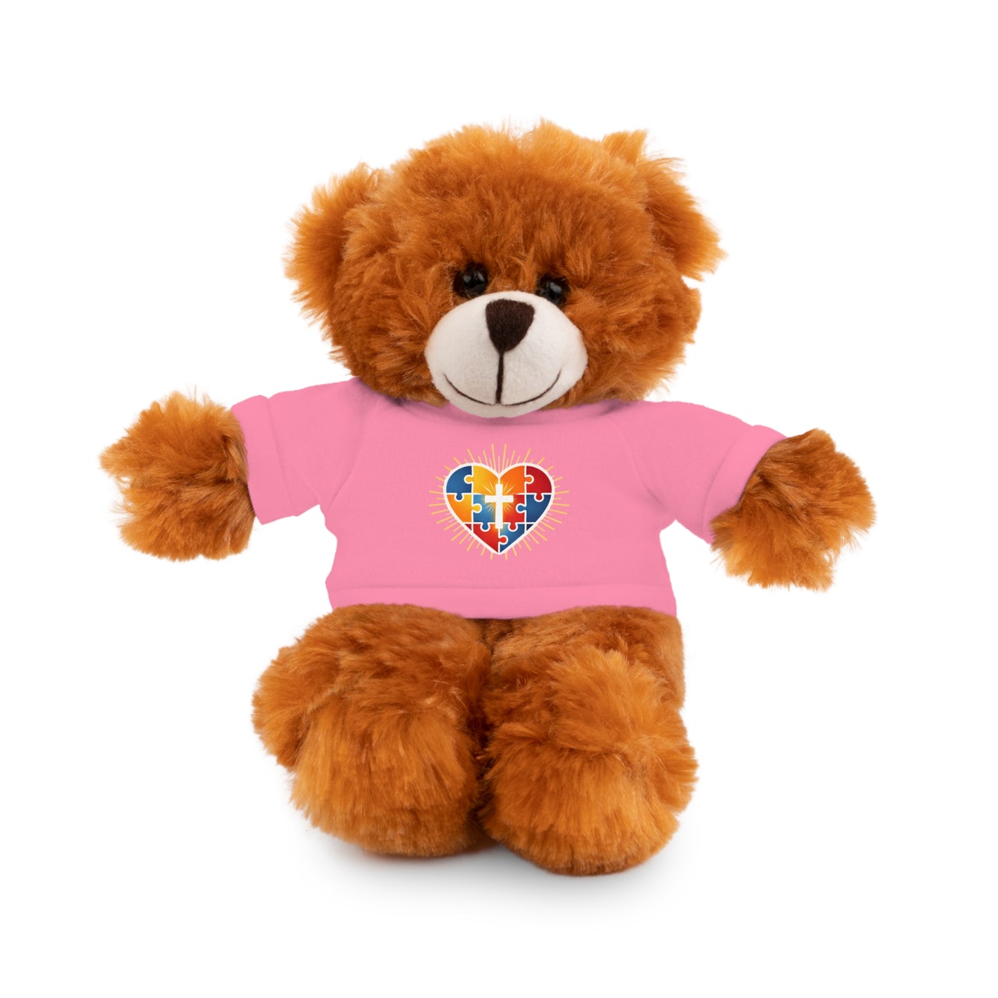 "Autism Puzzle Heart" — Teddy Plush Bear with Tee