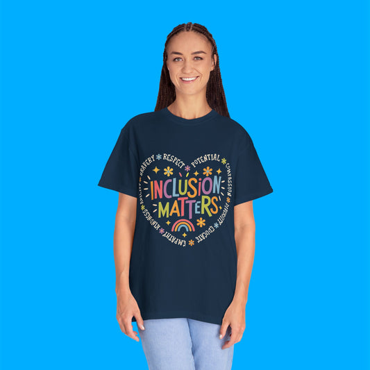 "Inclusion Matters" — Rainbow Graphic T-Shirt