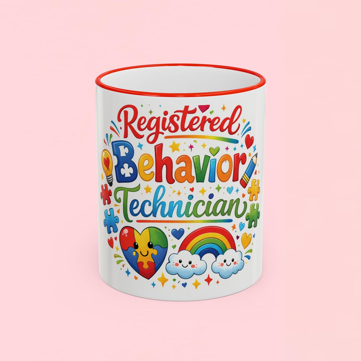 "Registered Behavior Technician" — Colorful Autism Appreciation Ceramic Mug