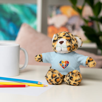 "Autism Puzzle Heart" — Teddy Plush Bear with Tee