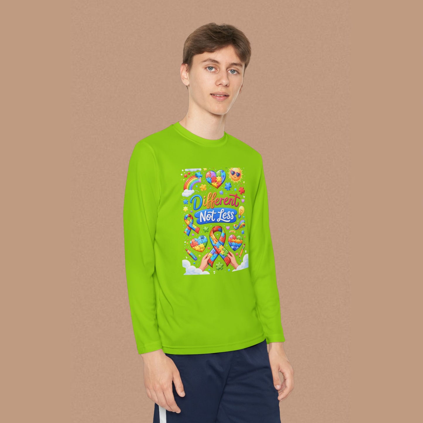 "Different Not Less" — Autism Awareness Youth Long Sleeve