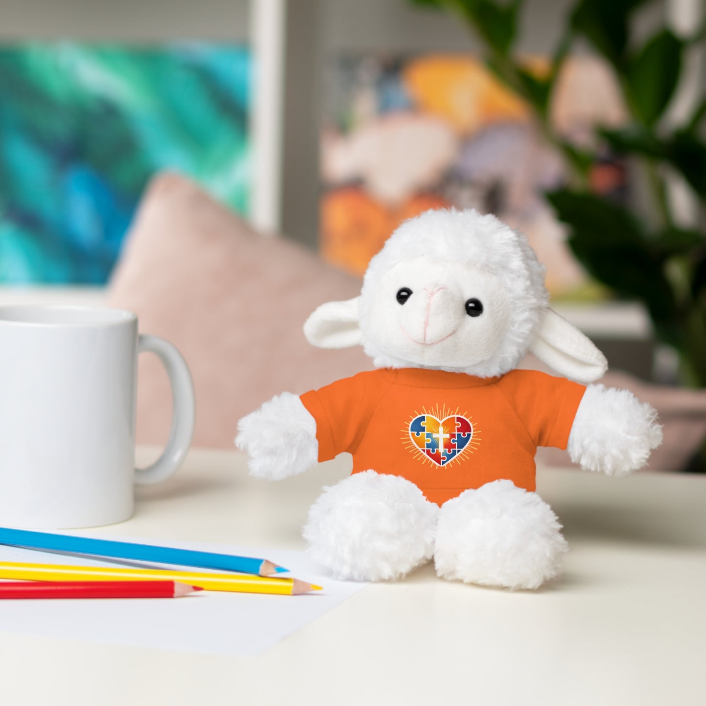 "Autism Puzzle Heart" — Teddy Plush Bear with Tee