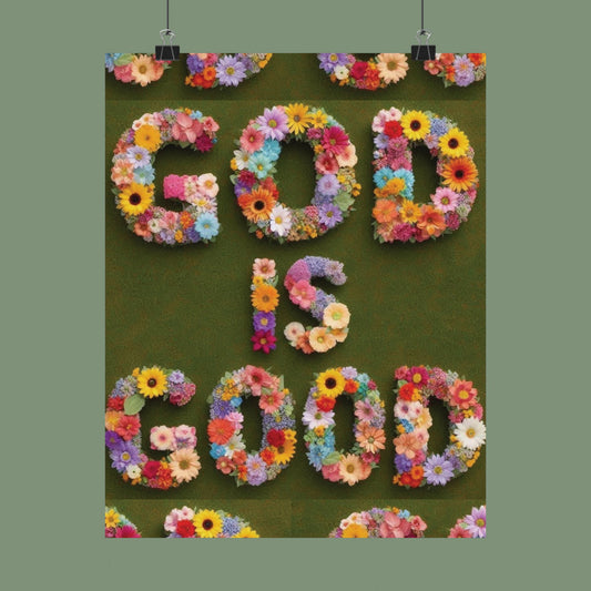 "God Is Good" Floral Poster — Motivational Wall Art for Office & Home